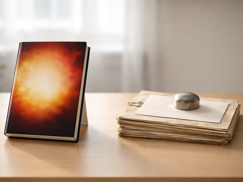 A desk split by a flashy book cover vs archival papers to symbolize inflated vs evidence-backed estimates.
